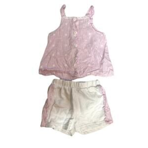 Forever Me Two Piece Pink White Stripe Tank Top Shorts Matching Outfit 24 Months